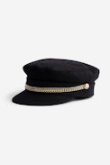 Wool Cap - Women's black wool cap with double chain.