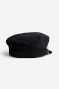 Wool Cap - Women's black wool cap with double chain.