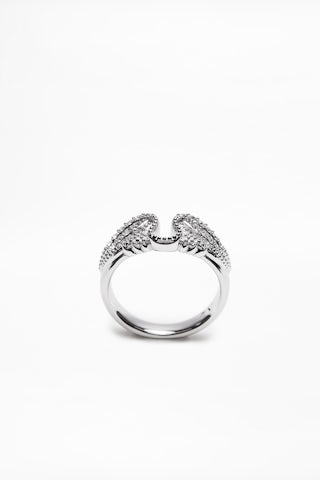 Rock Ring - Brass ring with rhinestone-embellished wings.