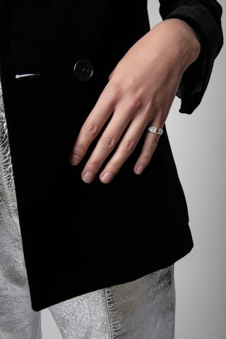 Rock Ring - Brass ring with rhinestone-embellished wings.