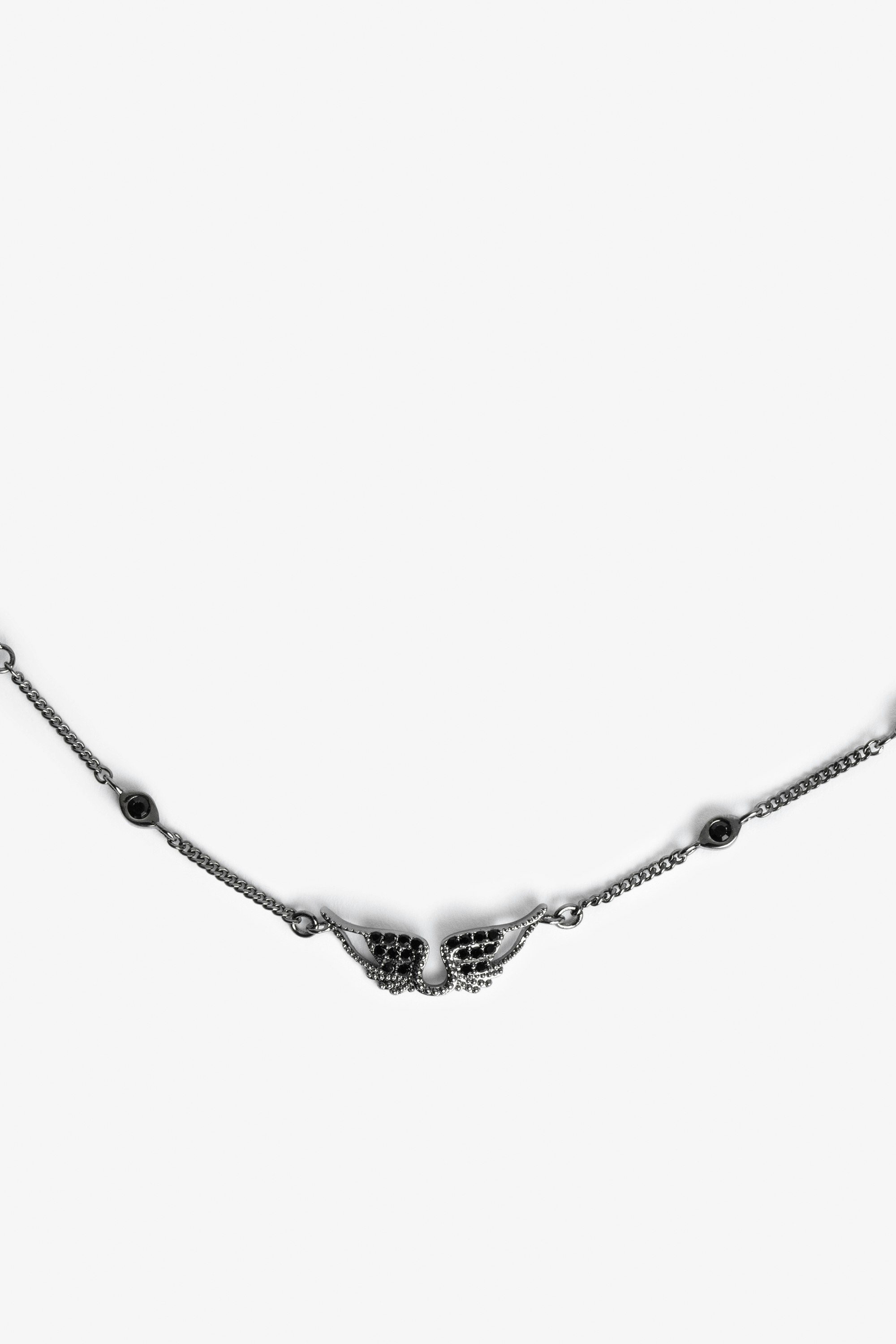 Rock Choker Necklace - Brass and rhinestone necklace.