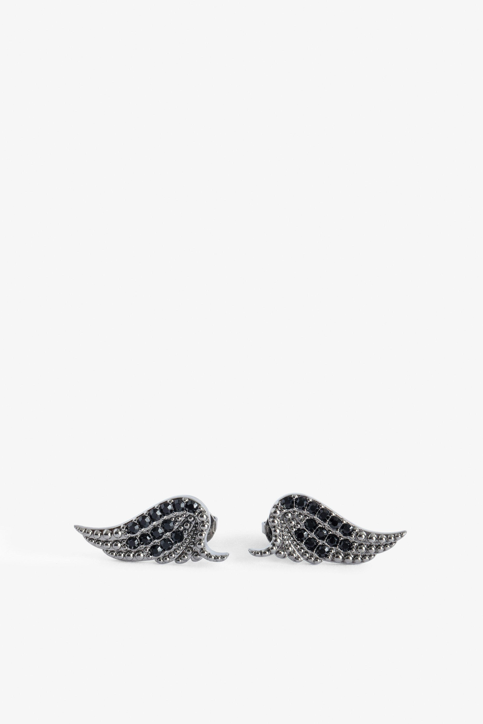 Boucles D'oreilles Rock - Boucles d'oreille ailes strassée en laiton.