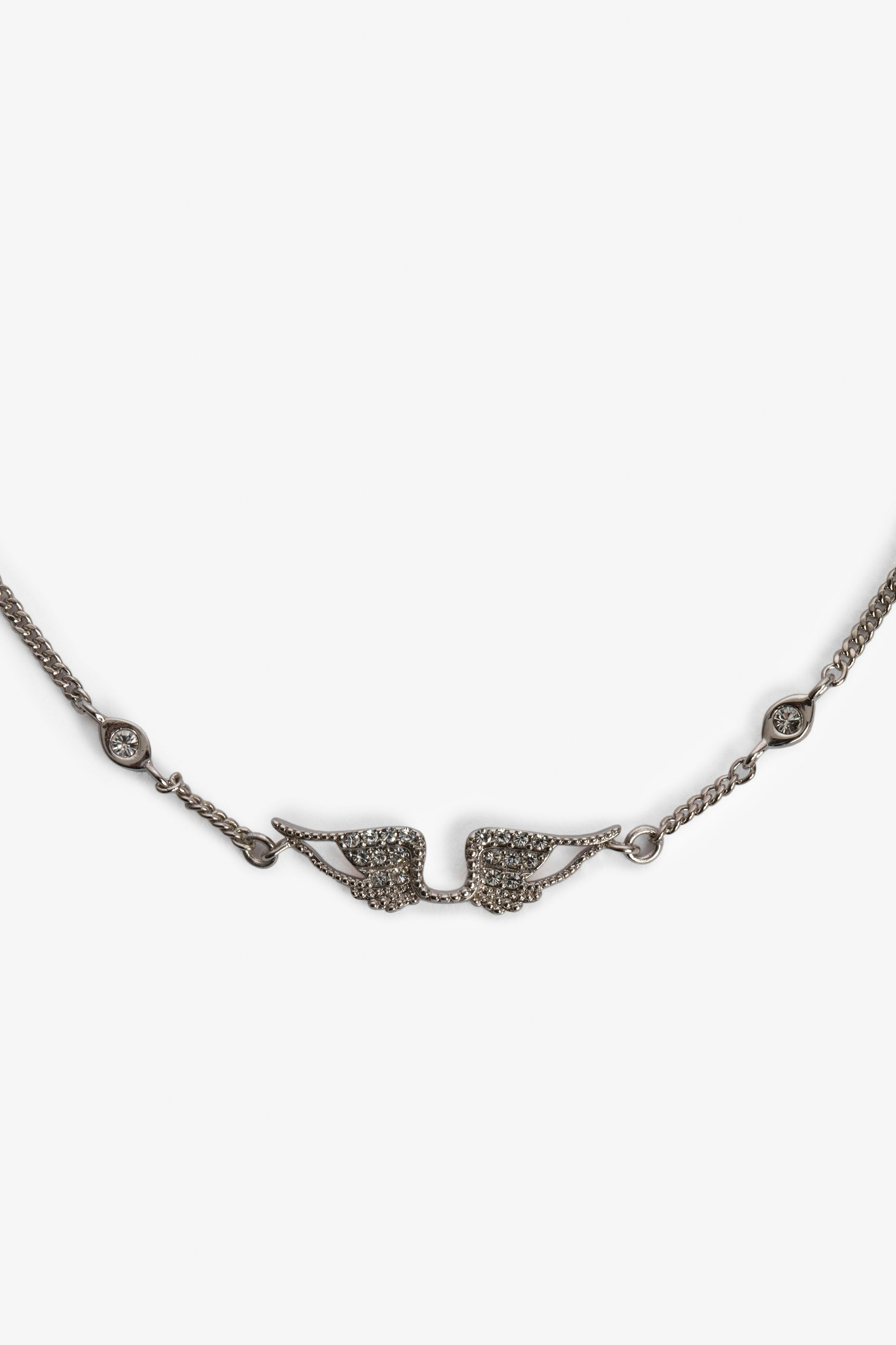 Rock Bracelet - Brass and rhinestone chain bracelet with wings.
