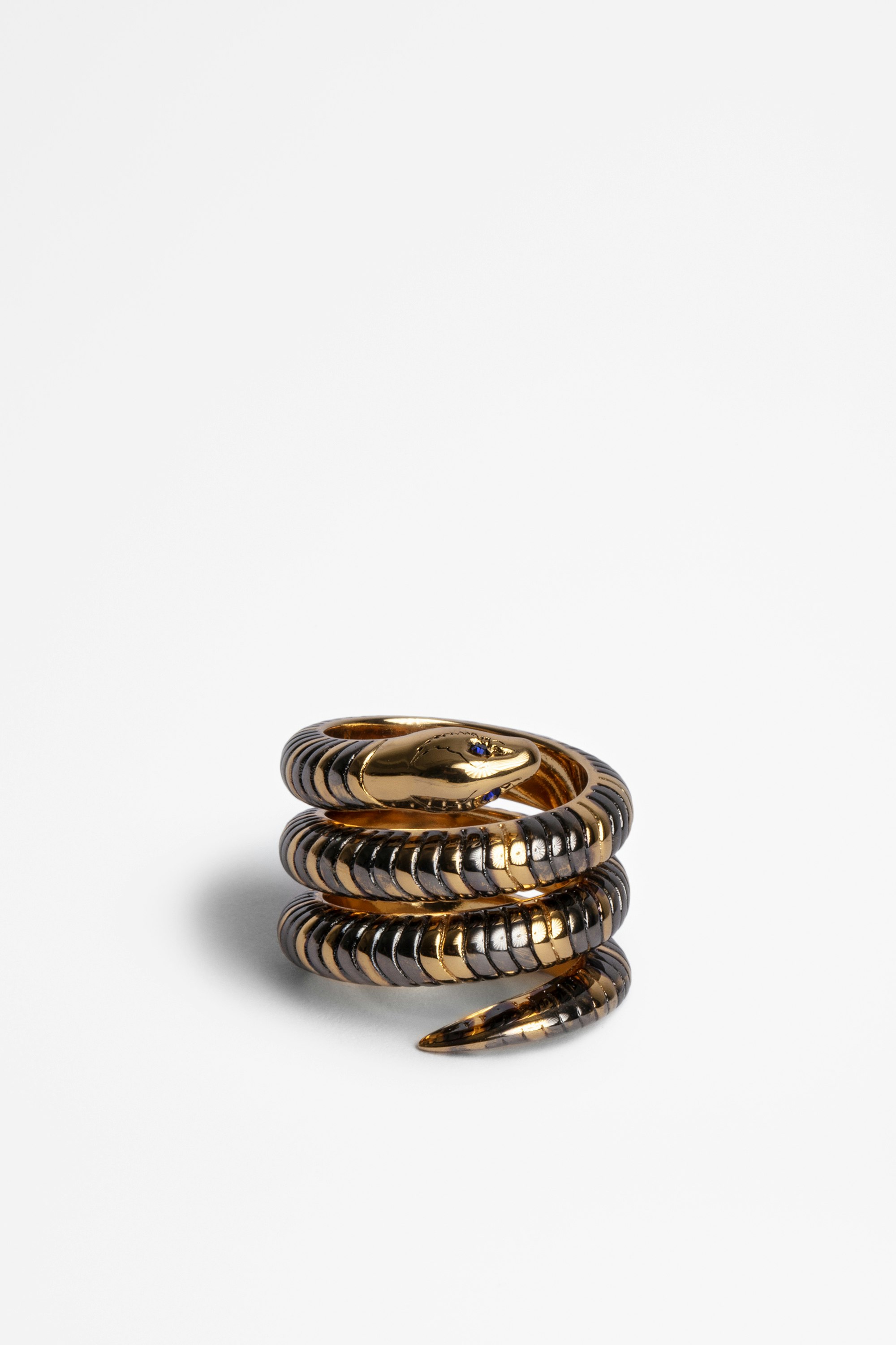 Double Snake Ring Women's gold-tone brass double snake ring.