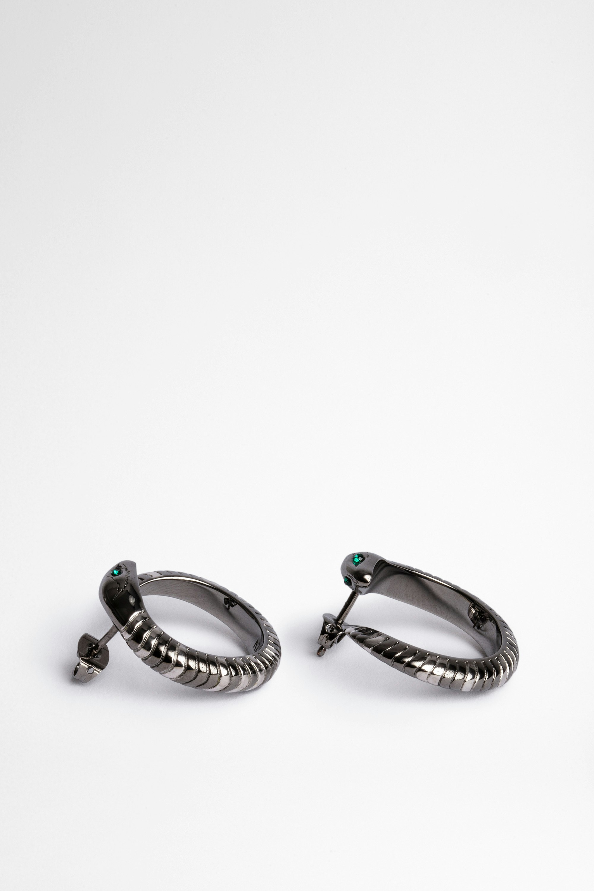 Snake Hoop Earrings - Women's silver-tone brass snake earrings