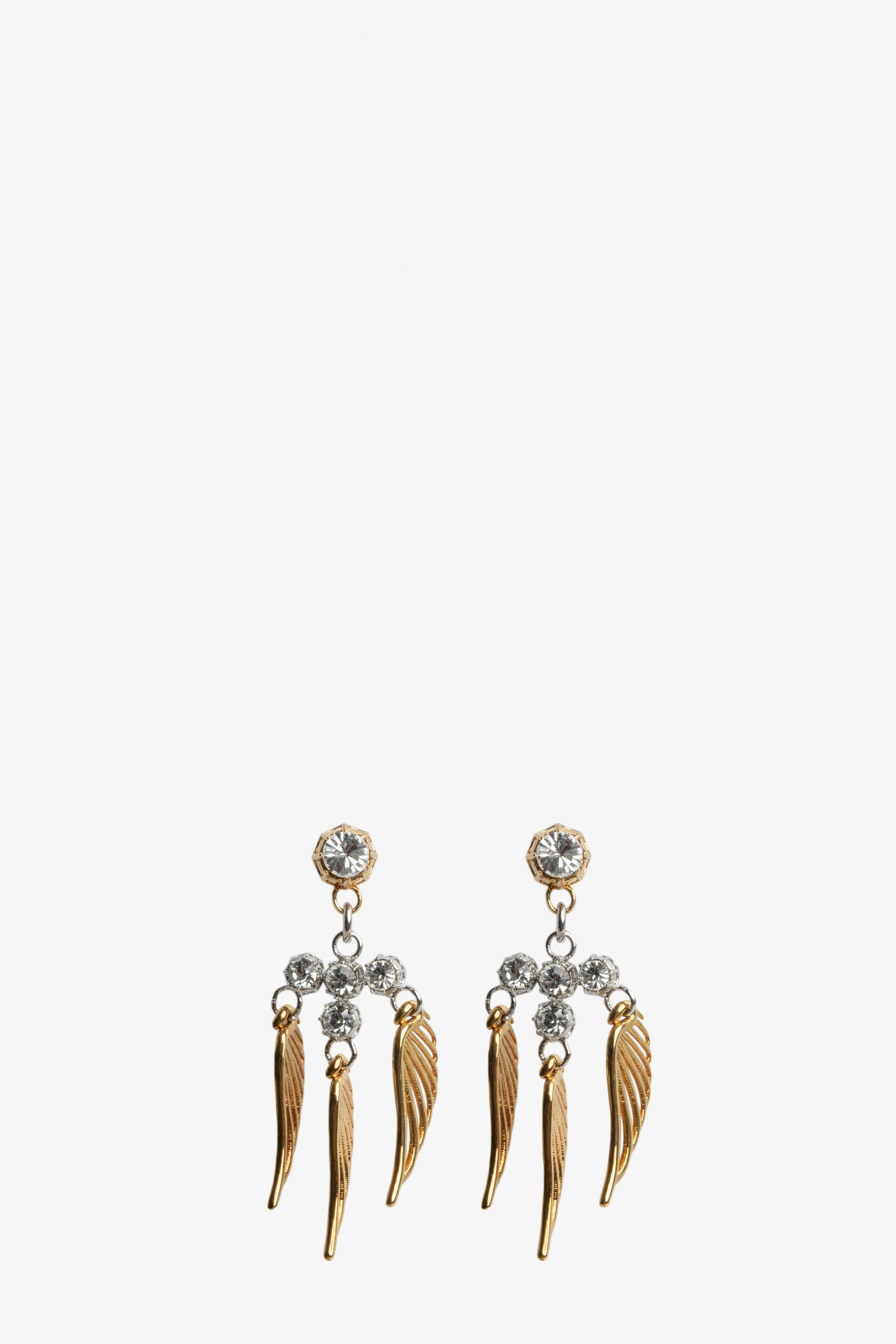 Ohrringe Rock Over Small Damen-Ohrringe mit Flügeln aus goldfarbenem Messing.