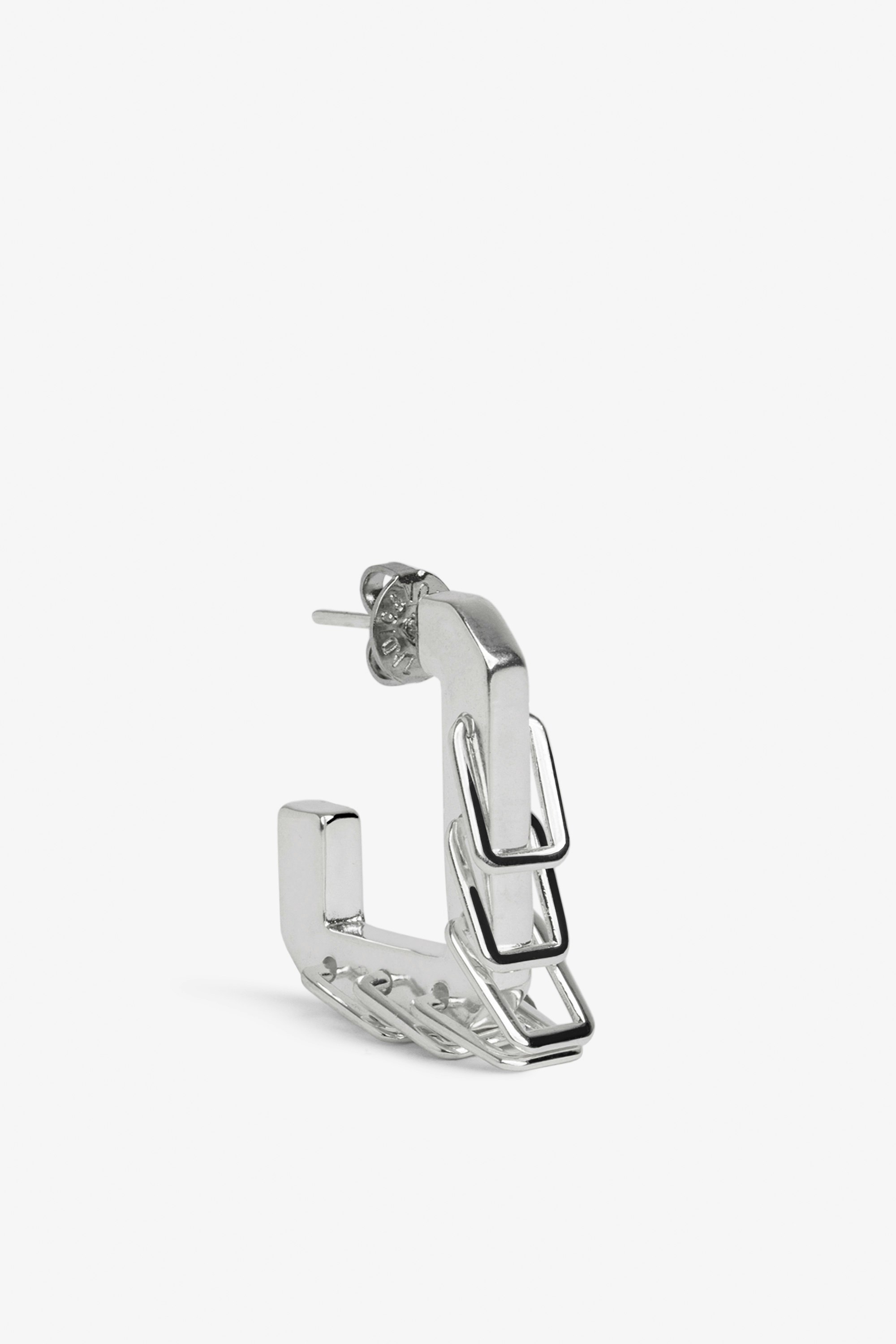 Cecilia Rocker Earrings - Small C-shaped earrings in silver-tone metal and rings.