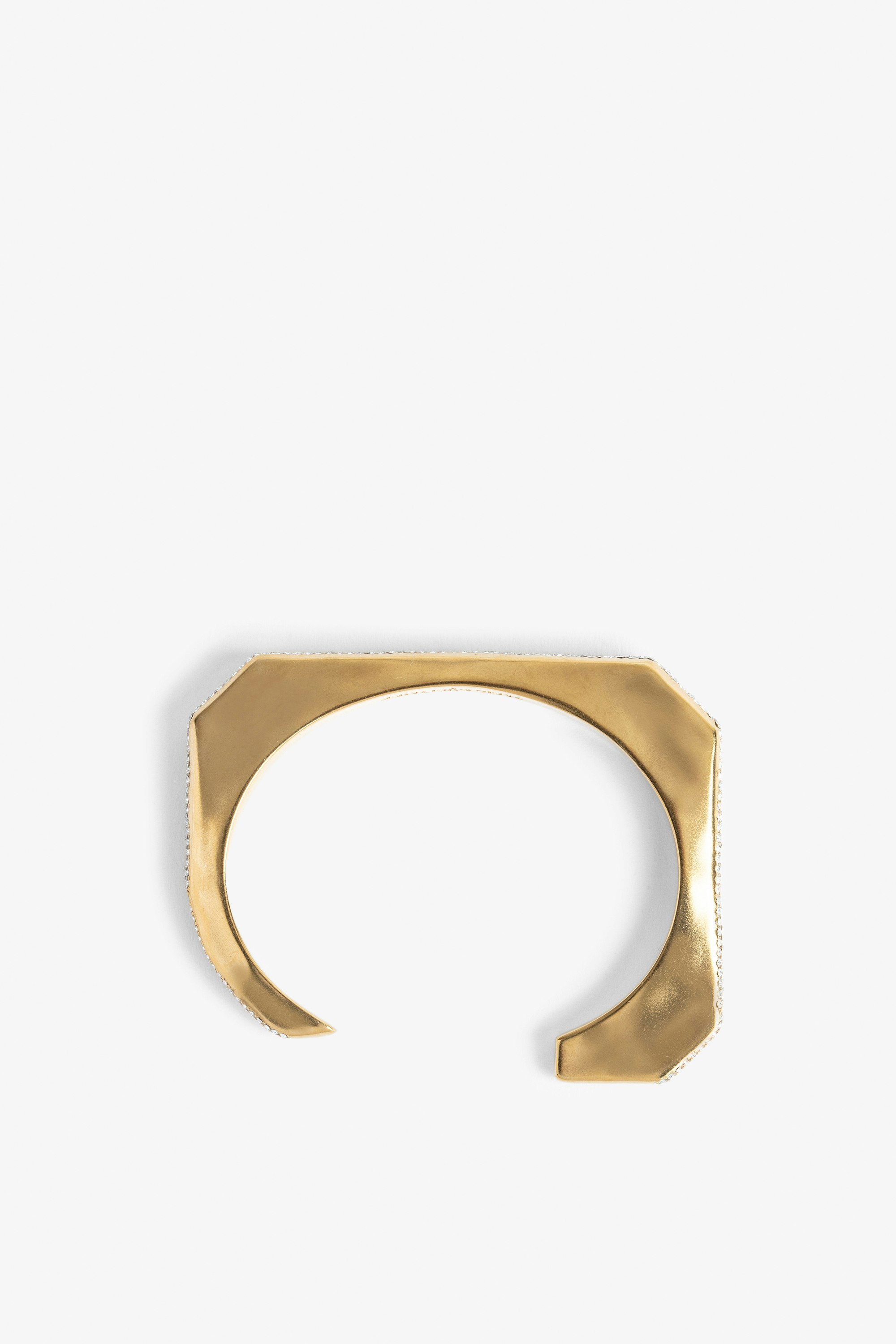 Cecilia Bangle - Gilded brass C-shaped bracelet embellished with crystals.