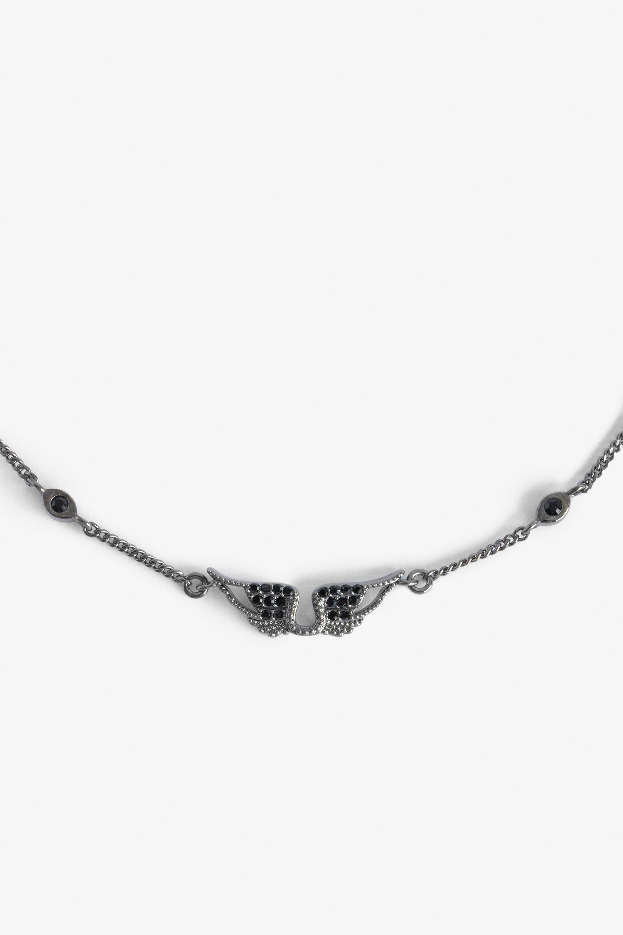 Bracelet de Cheville Rock - Bracelet de cheville en laiton, chaîne avec ailes et strass.