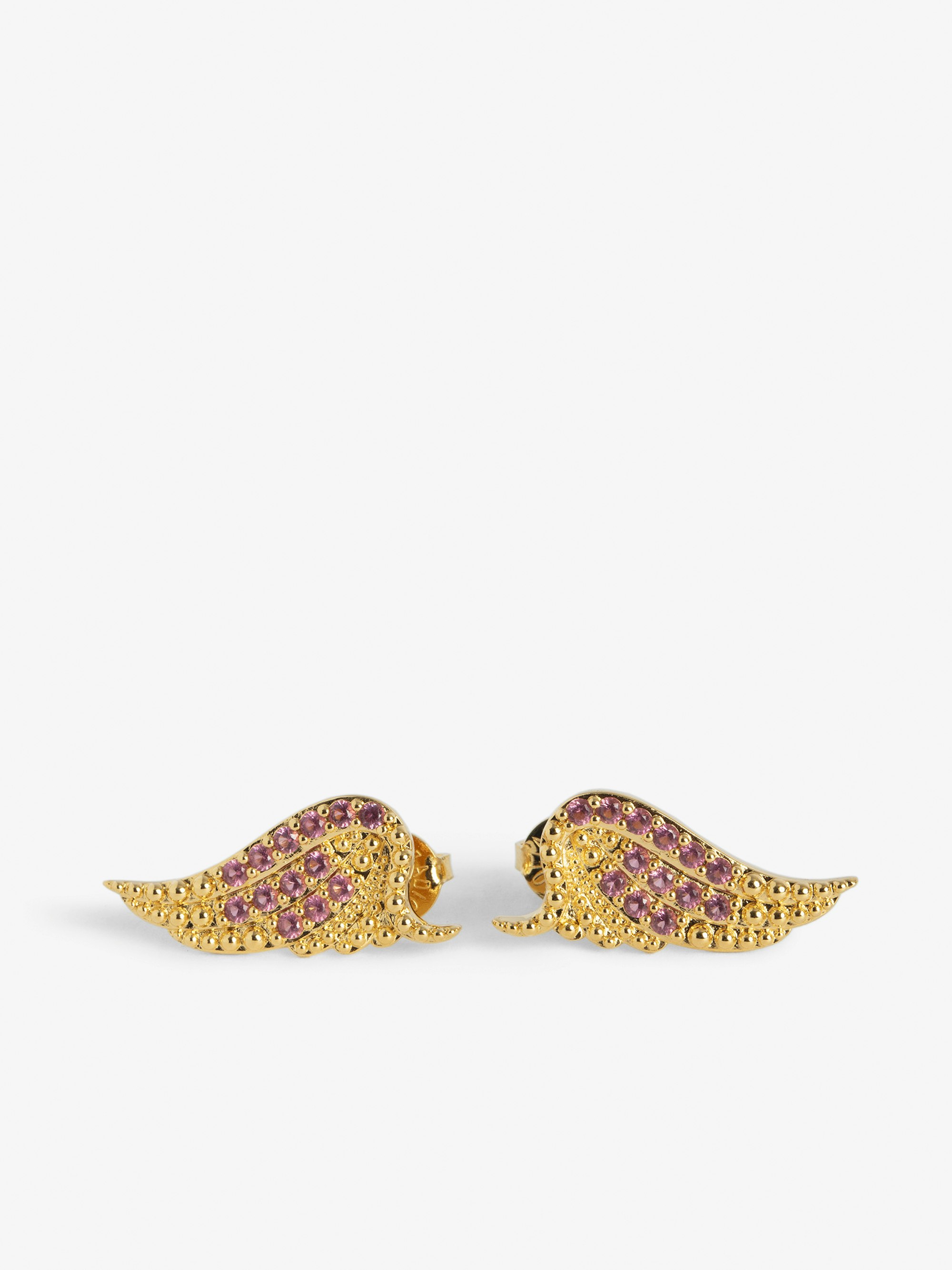 Rock Earrings - Wing earrings adorned with crystals in brass.