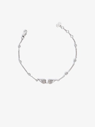 Rock Bracelet - Chain bracelet with wings in brass and rhinestones.