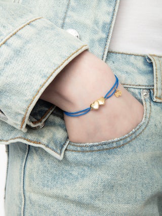 Zadig Link Heart Bracelet - Adjustable cord bracelet with iconic double engraved hearts from the house.