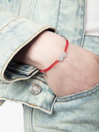 Zadig Link Heart Strass Bracelet - Adjustable cord bracelet with iconic house rhinestone hearts.