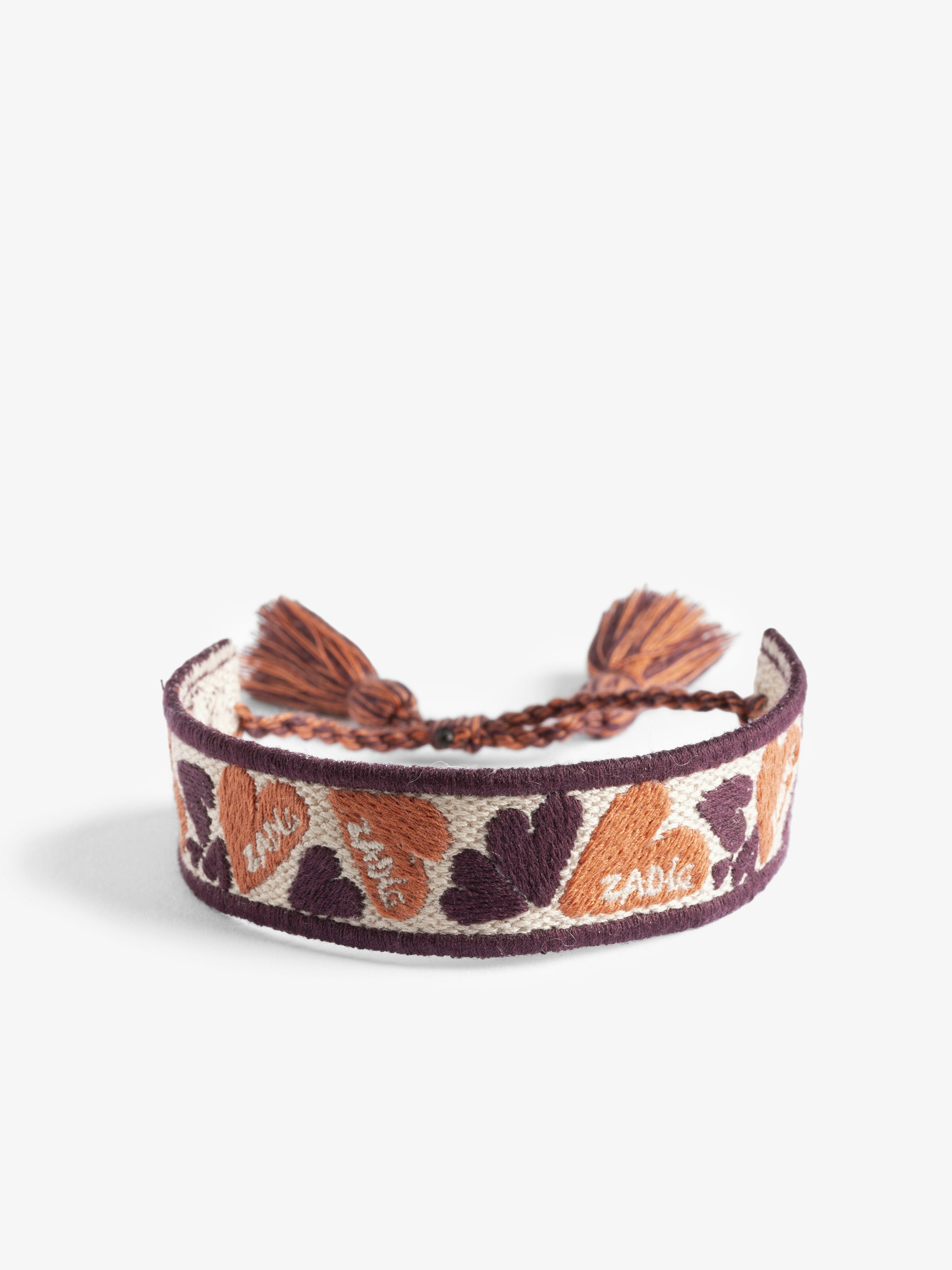Zadig Woven Heart Bracelet - Woven polyester bracelet with embroidery.