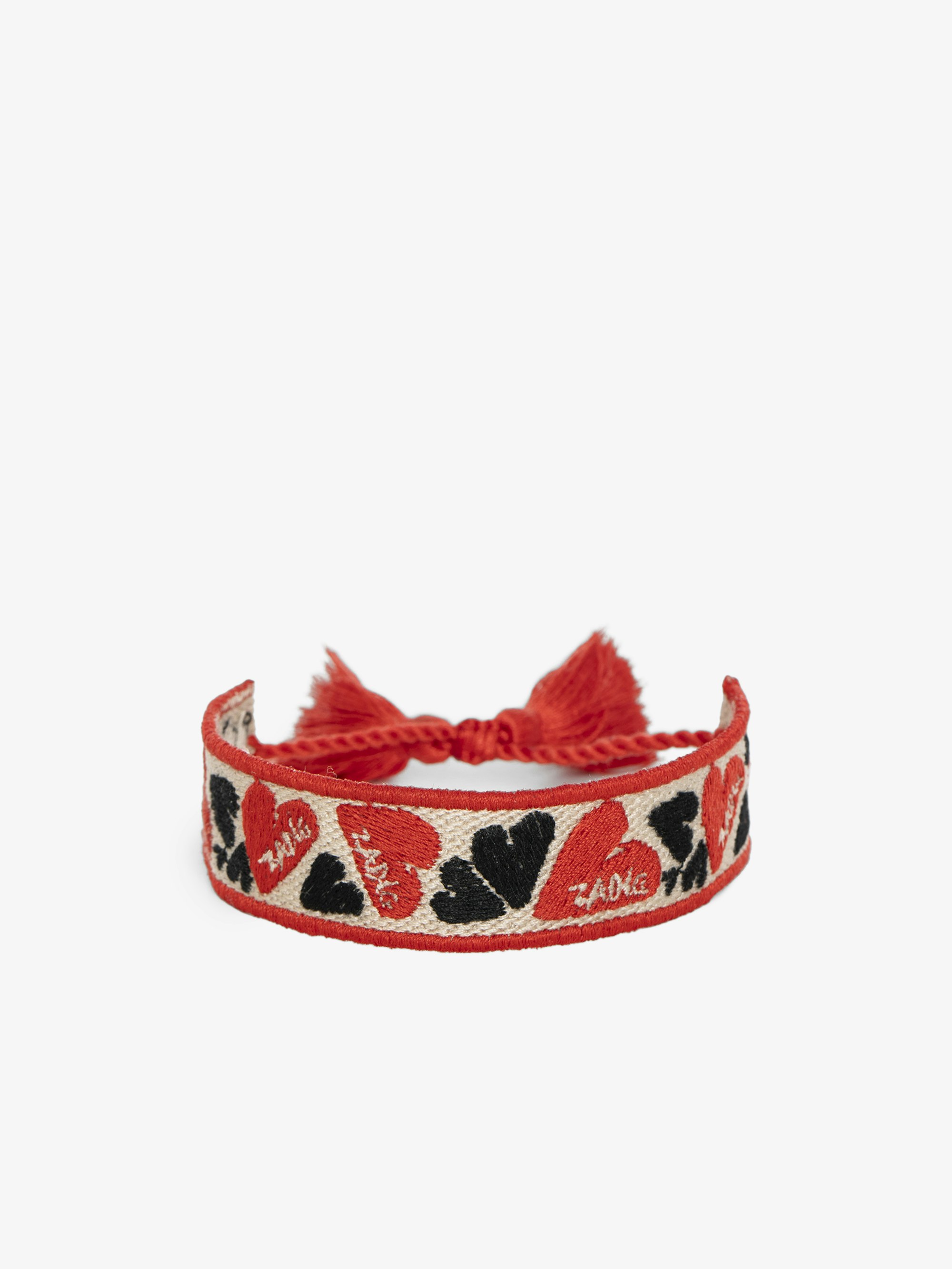 Woven Bracelet Zadig Heart - Woven polyester bracelet with embroidery.