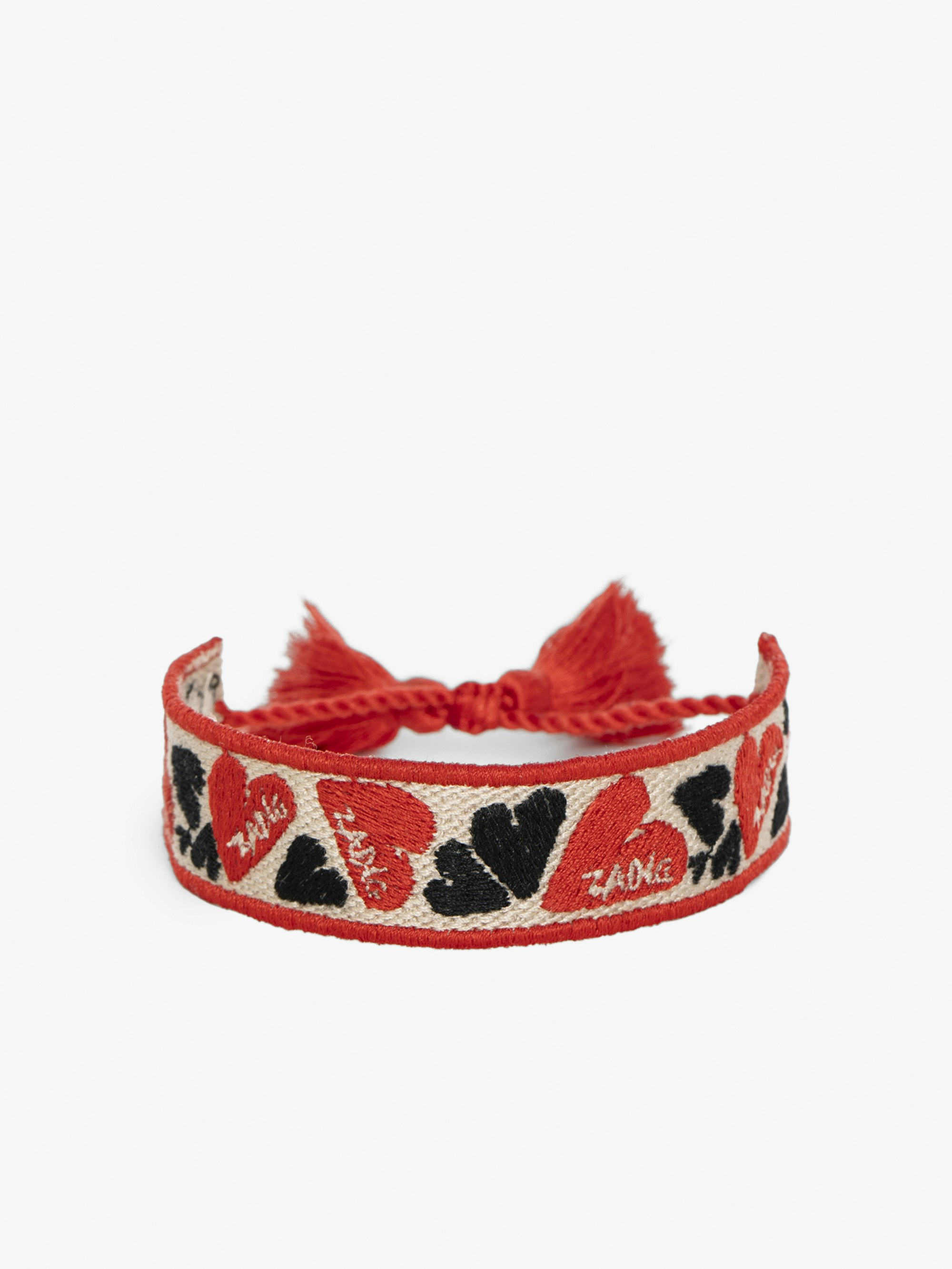 Zadig Woven Heart Bracelet - Woven polyester bracelet with embroidery.