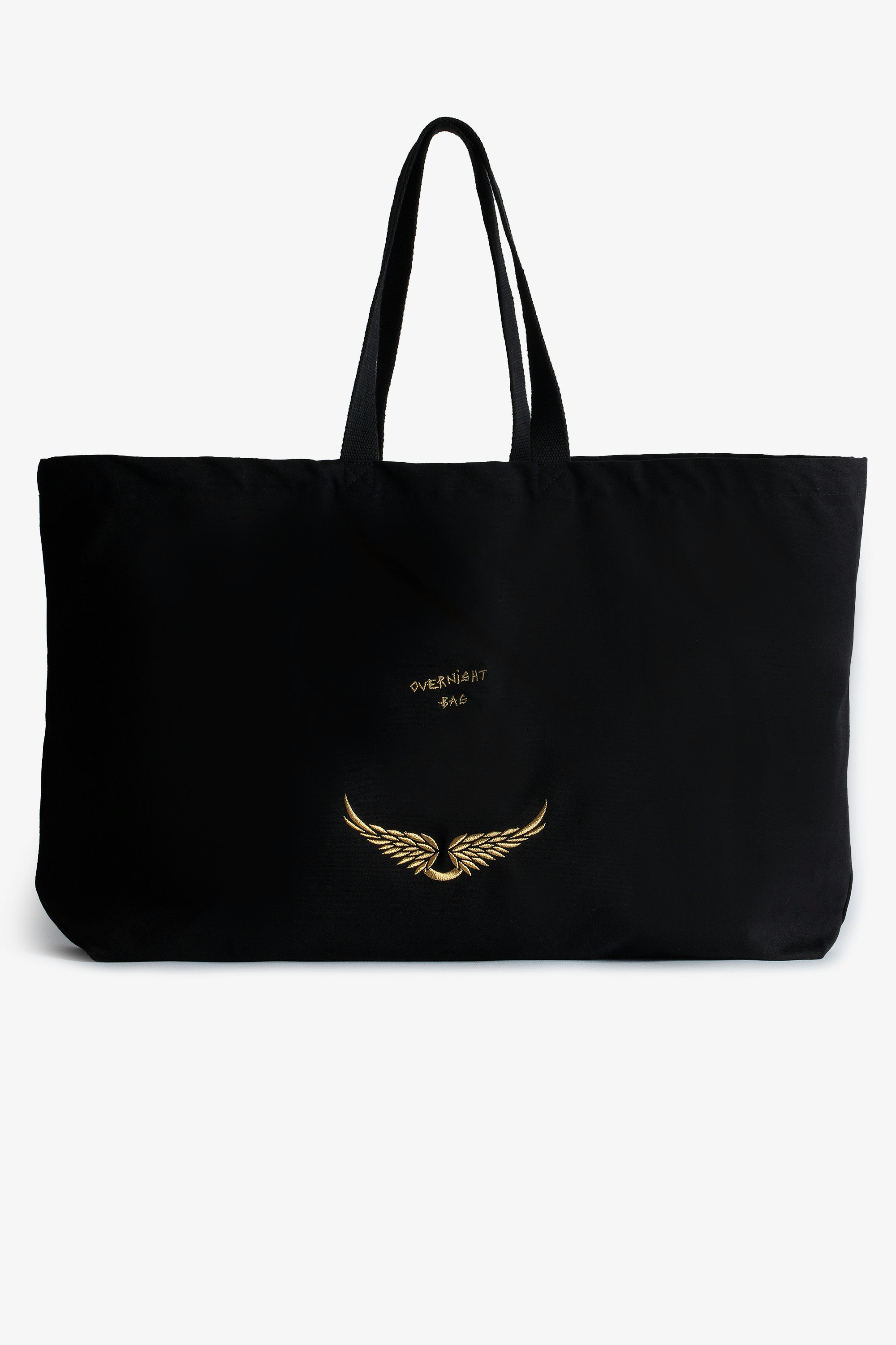 Overnight Tote Bag - Voltaire Vice large black cotton tote bag.