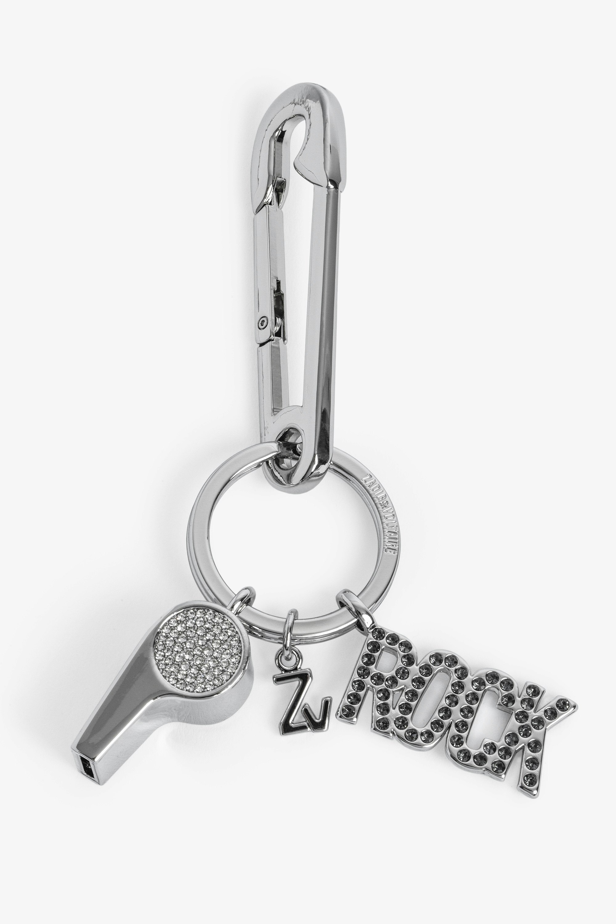 Porte-clés Rock Whistle Keyring Porte-clés en métal muni d'un mousqueton, d'un sifflet et d'un message rock femme
