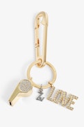 Porte-clés Love Whistle Keyring - Porte-clés en métal muni d'un mousqueton, d'un ZV d'un sifflet et d'un message love femme