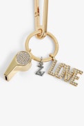 Porte-clés Love Whistle Keyring - Porte-clés en métal muni d'un mousqueton, d'un ZV d'un sifflet et d'un message love femme