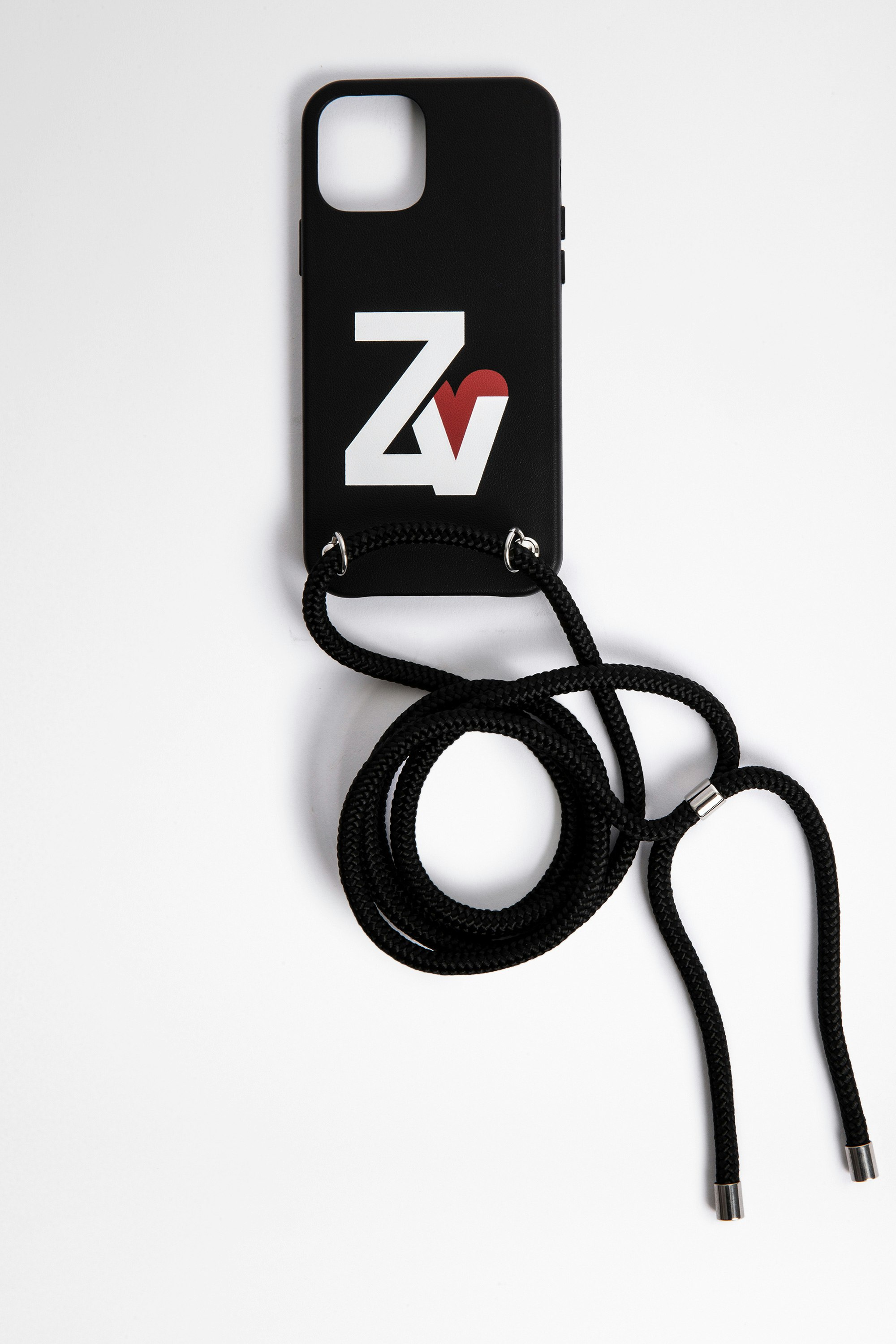 ZV Crush Rope iPhone 12 ケース iPhone 12 case with shoulder strap in black