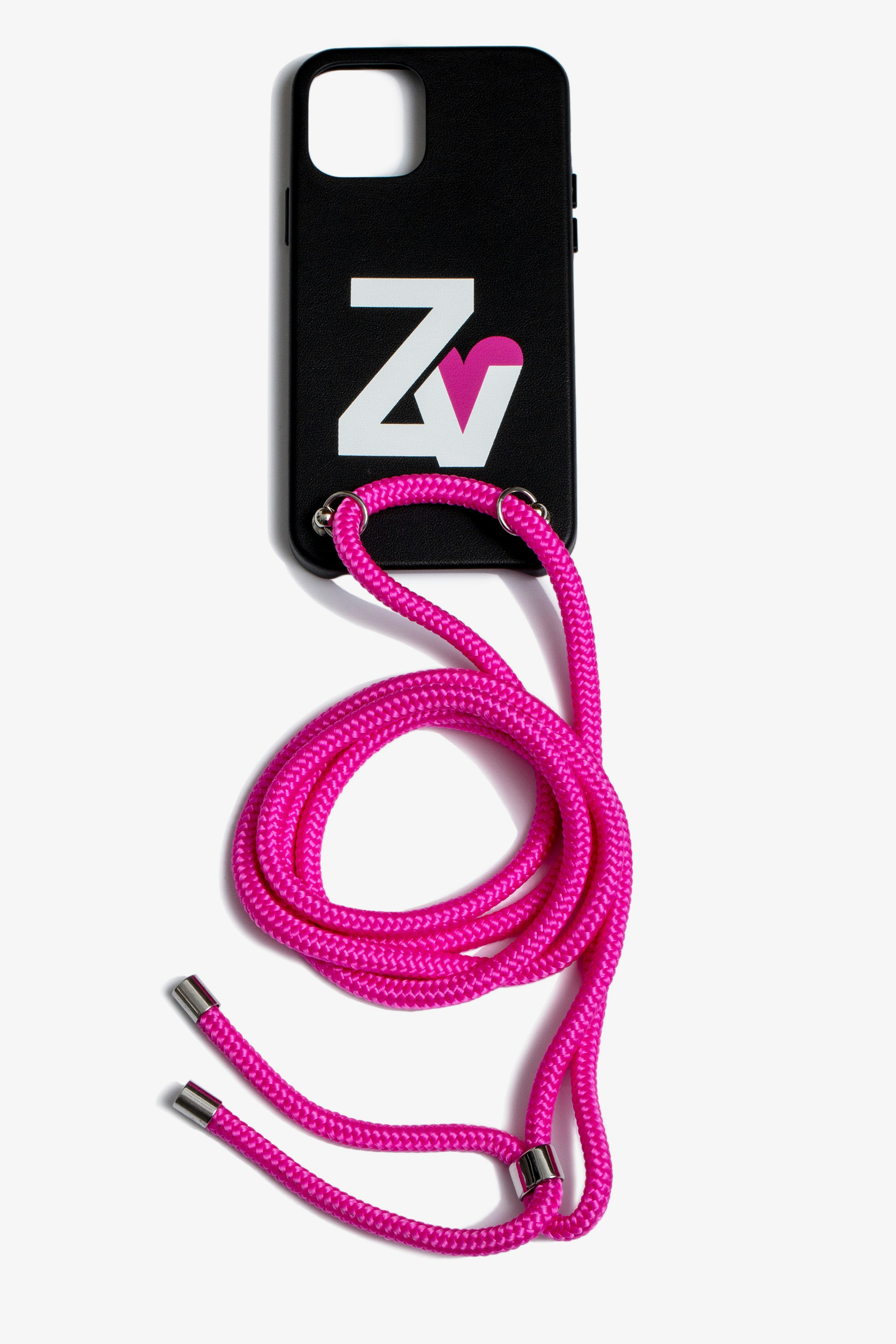 Funda con cordón para iPhone 12 ZV Crush Funda para iPhone 12 de mujer con el logotipo de ZV Crush en la parte trasera y un cordón para llevarla al cuello