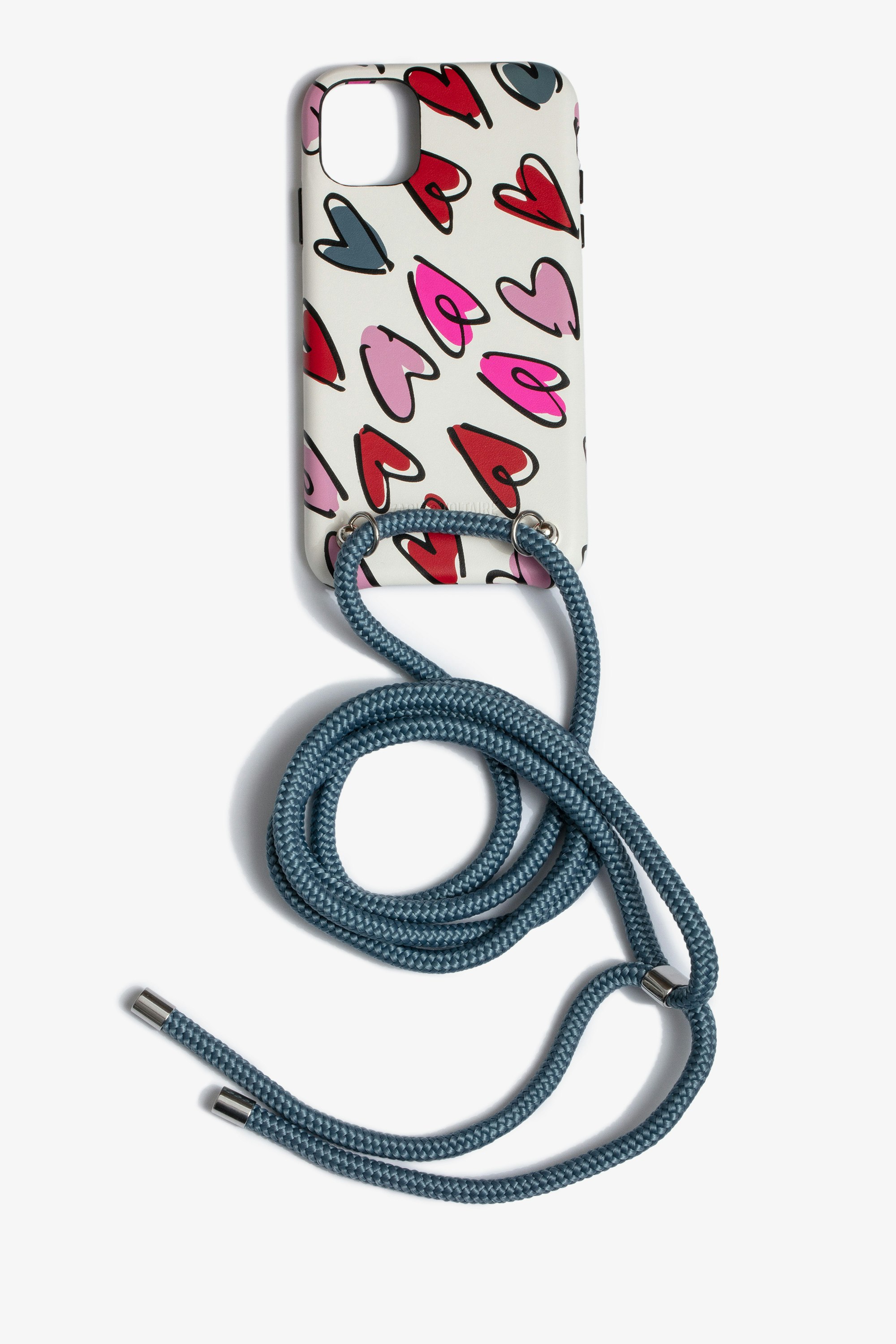 ZV Small Heart Rope iPhone 11 ケース Women’s iPhone 11 cover with a cord to wear around your neck