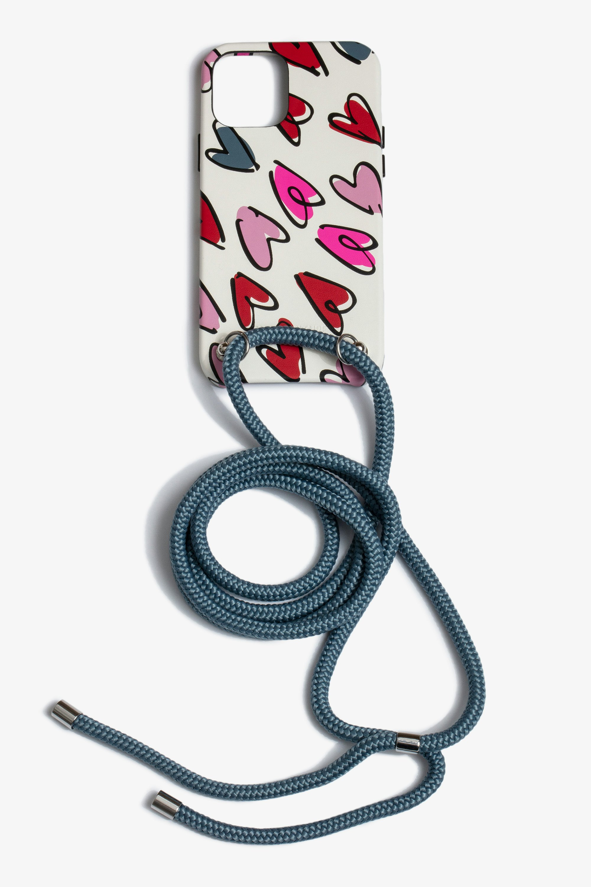 ZV Small Heart Rope iPhone 12 ケース Women’s iPhone 12 cover with a cord to wear around your neck