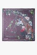 Kerry Scarf - Women’s burgundy scarf with wild, floral and skull print and ZV signature.
