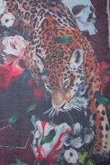 Kerry Scarf - Women’s burgundy scarf with wild, floral and skull print and ZV signature.