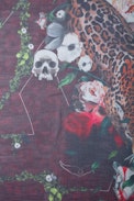 Kerry Scarf - Women’s burgundy scarf with wild, floral and skull print and ZV signature.