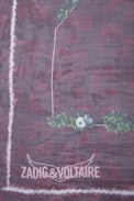 Kerry Scarf - Women’s burgundy scarf with wild, floral and skull print and ZV signature.