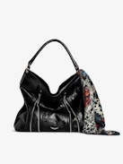 Sunny Hobo Bag - Vintage-effect patent leather hobo bag with handle and signature wings.