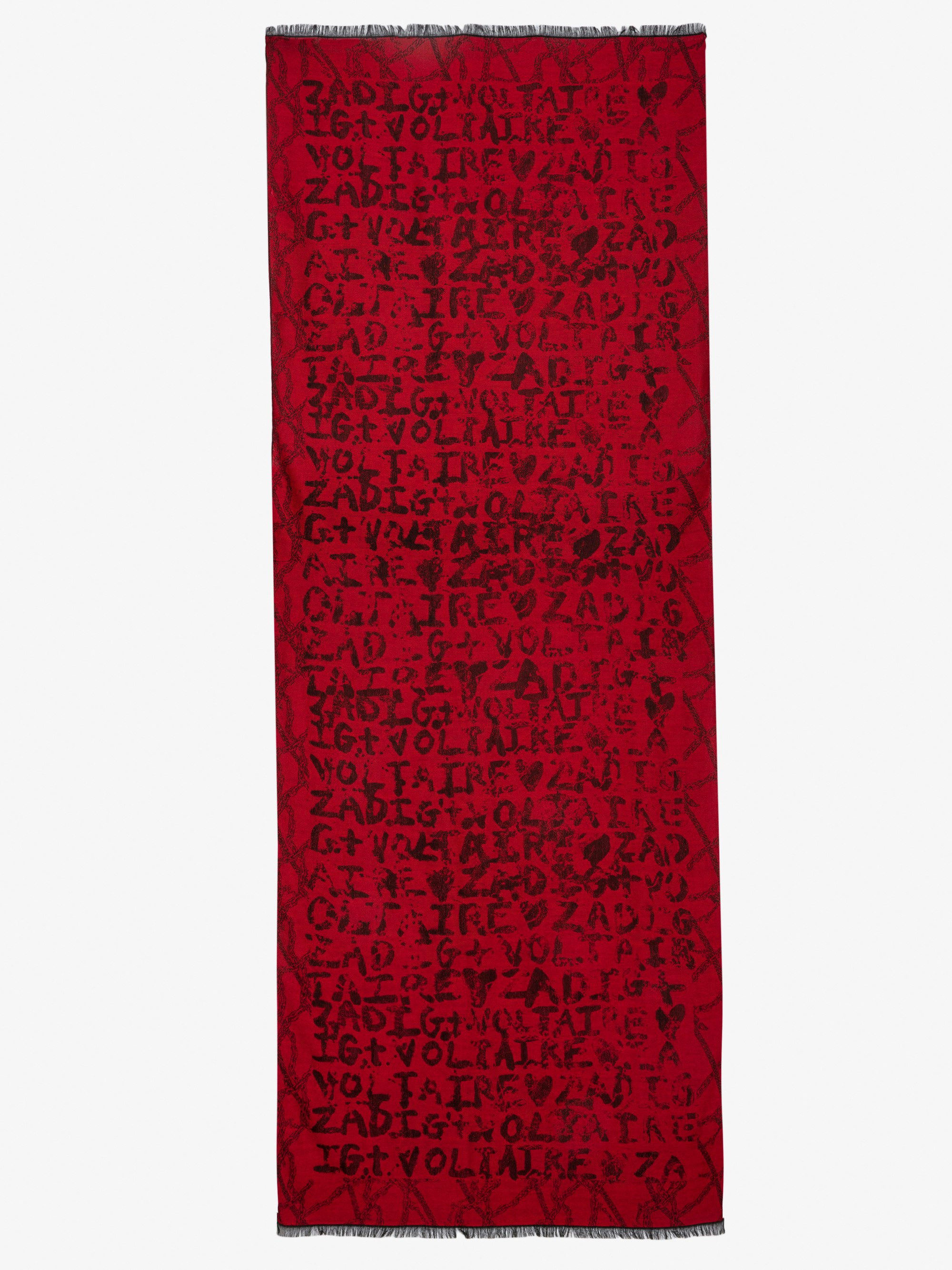 Alison Scarf - Red scarf with "Zadig ♥ Voltaire" print.