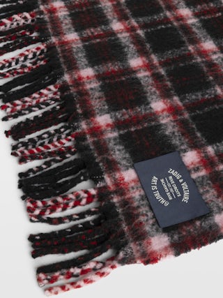 Scarf Joan Tartan - Oversized tartan scarf with fringes.