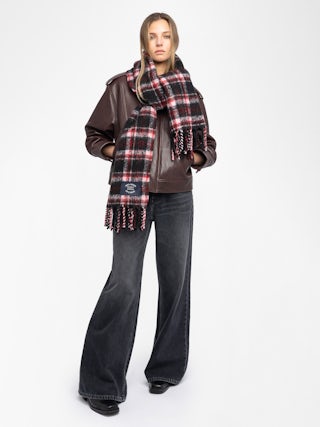 Scarf Joan Tartan - Oversized tartan scarf with fringes.