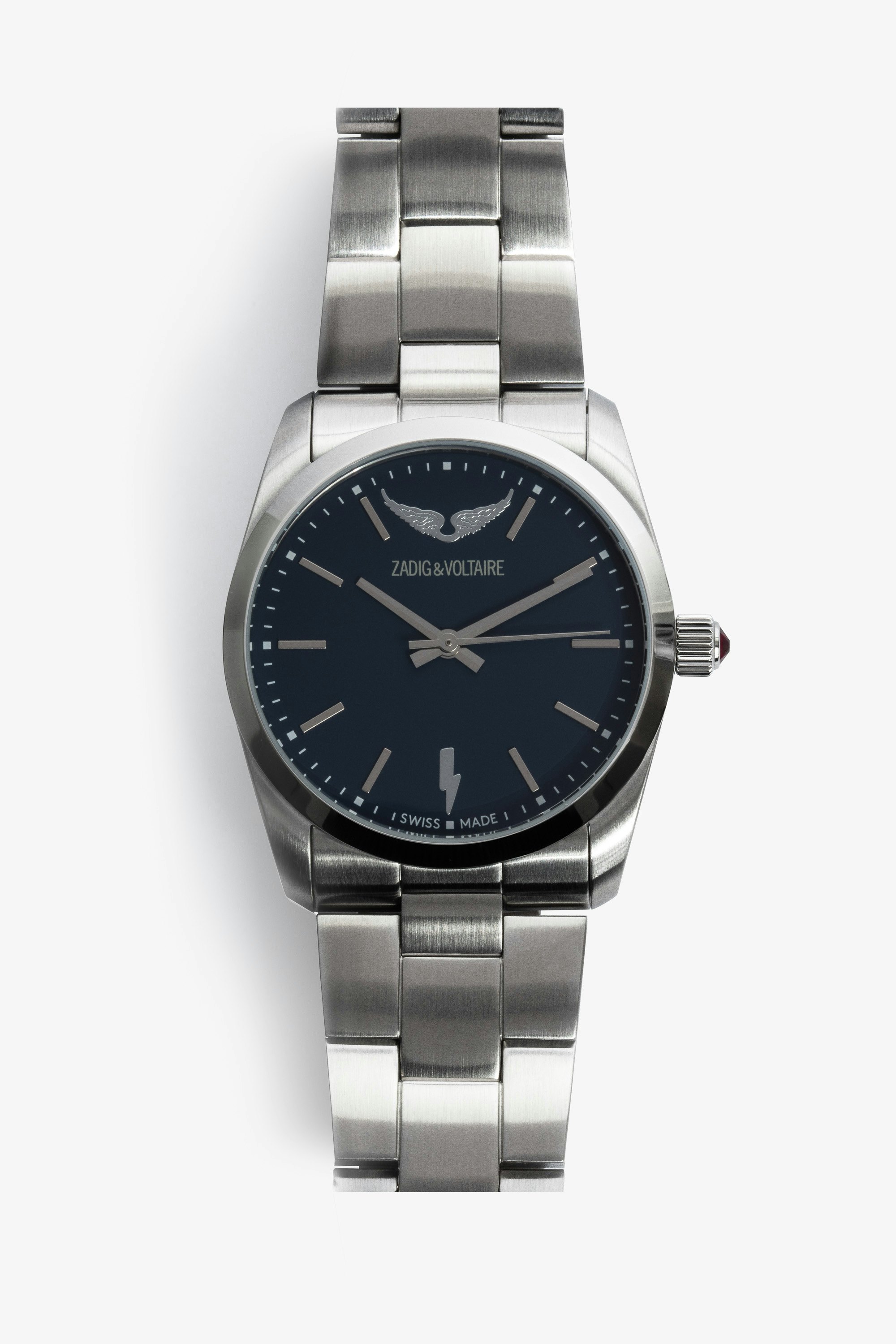 Uhr Time2Love Damenuhr aus Edelstahl mit mattblauem Zifferblatt
