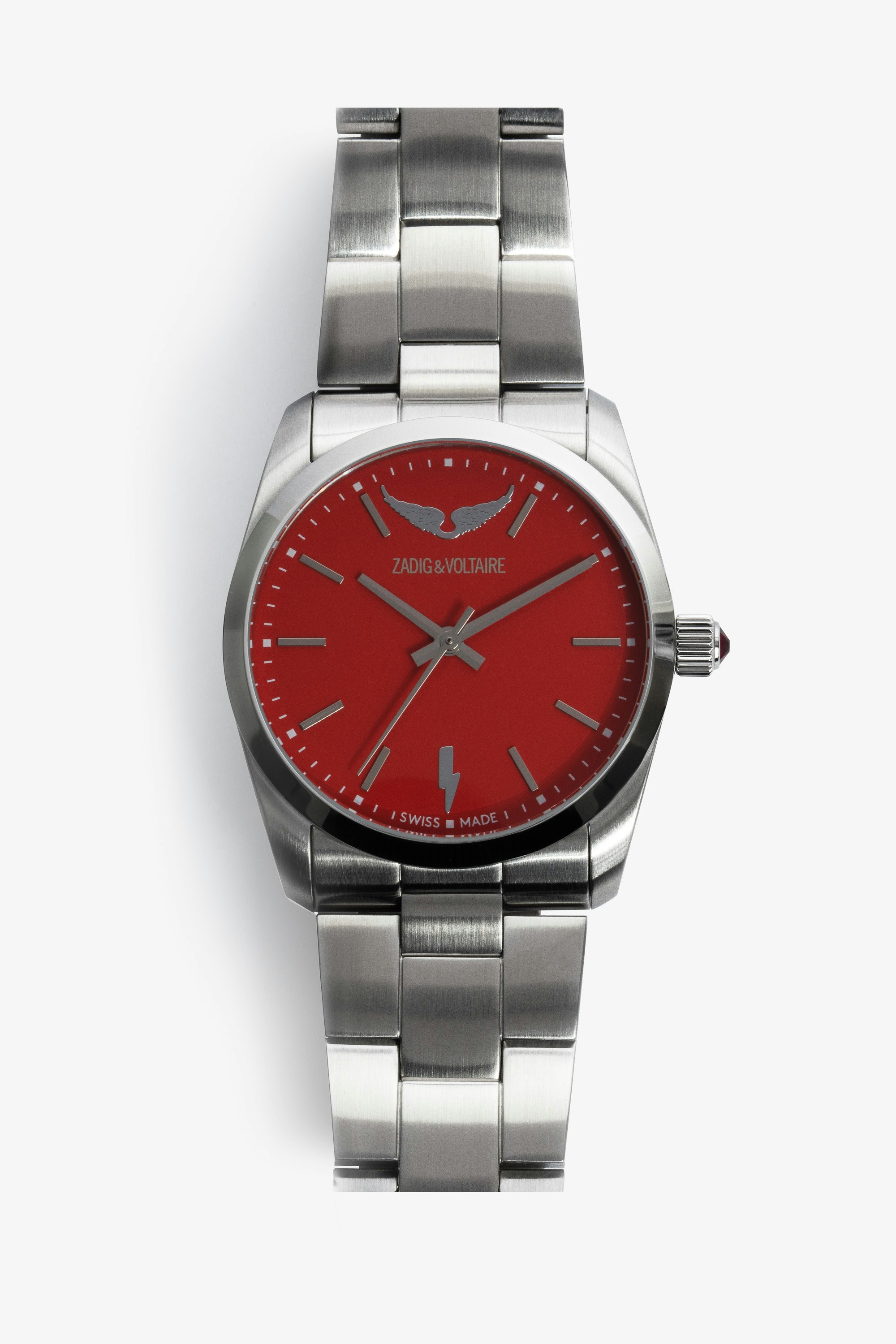 Reloj Time2Love - Reloj de acero inoxidable con esfera color rojo mate Mujer