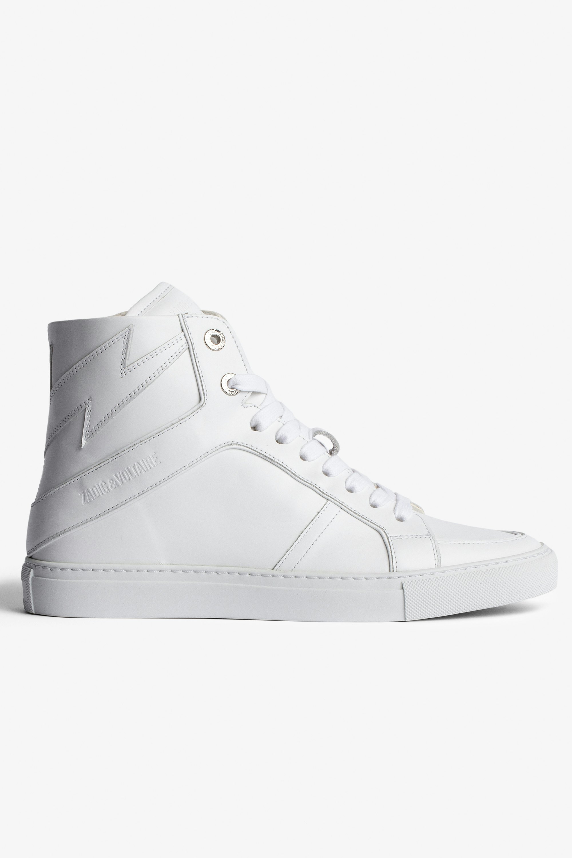 Sneakers Montantes Cuir ZV1747 High Flash Baskets blanches femme montantes en cuir.
