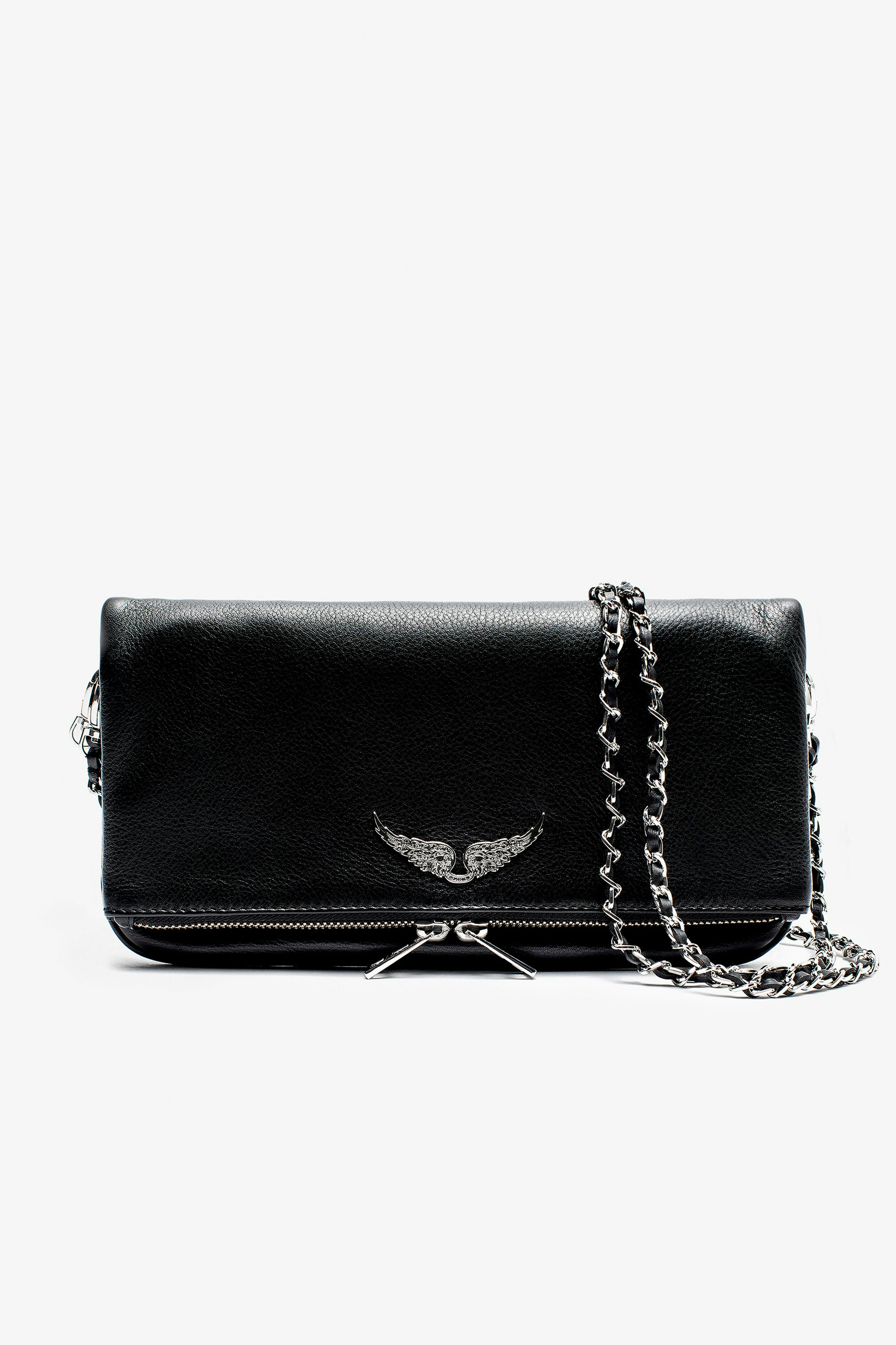 Rock クラッチ Zip-up leather clutch bag