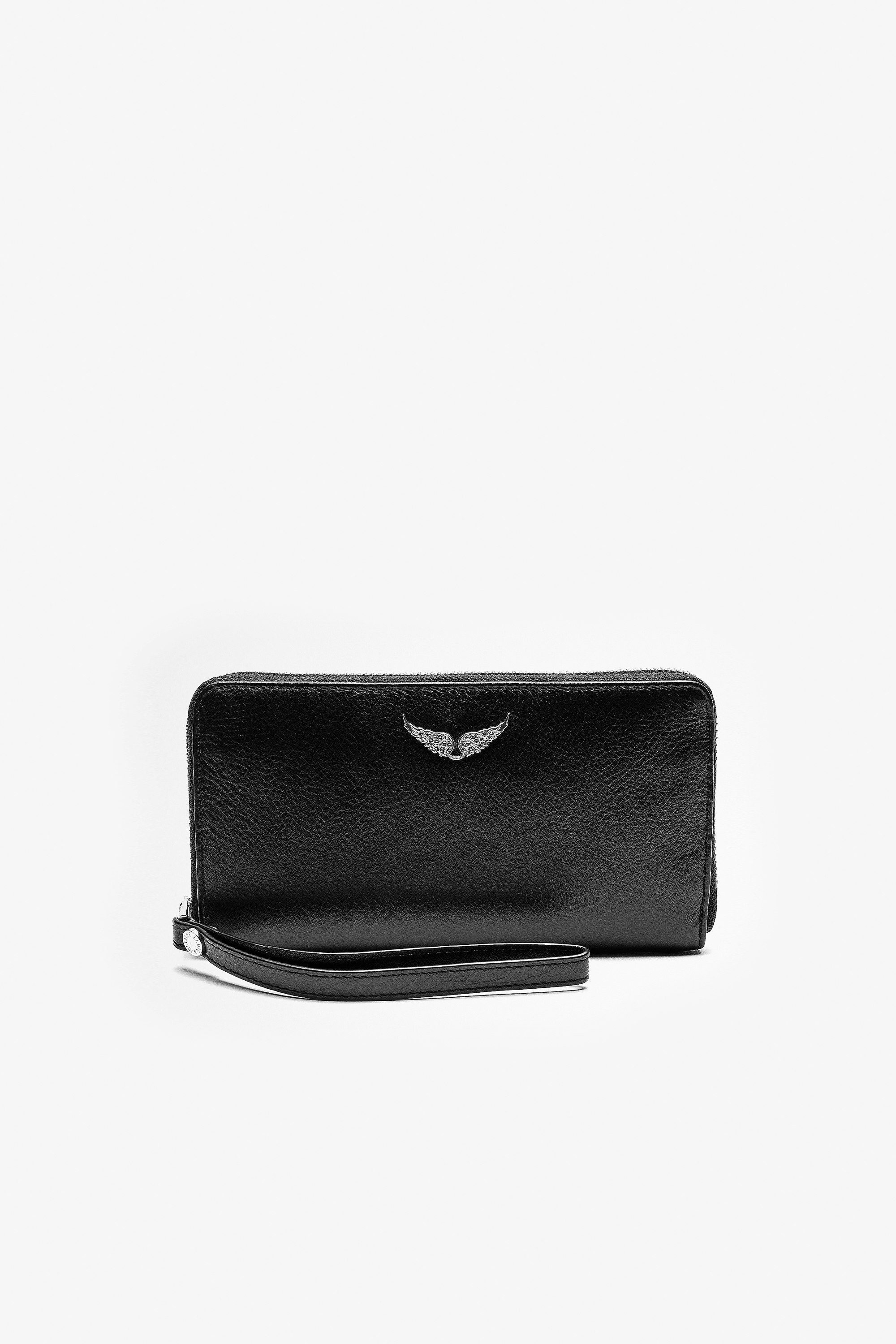 Brieftasche Compagnon Damen-Portemonnaie aus schwarzem Leder.