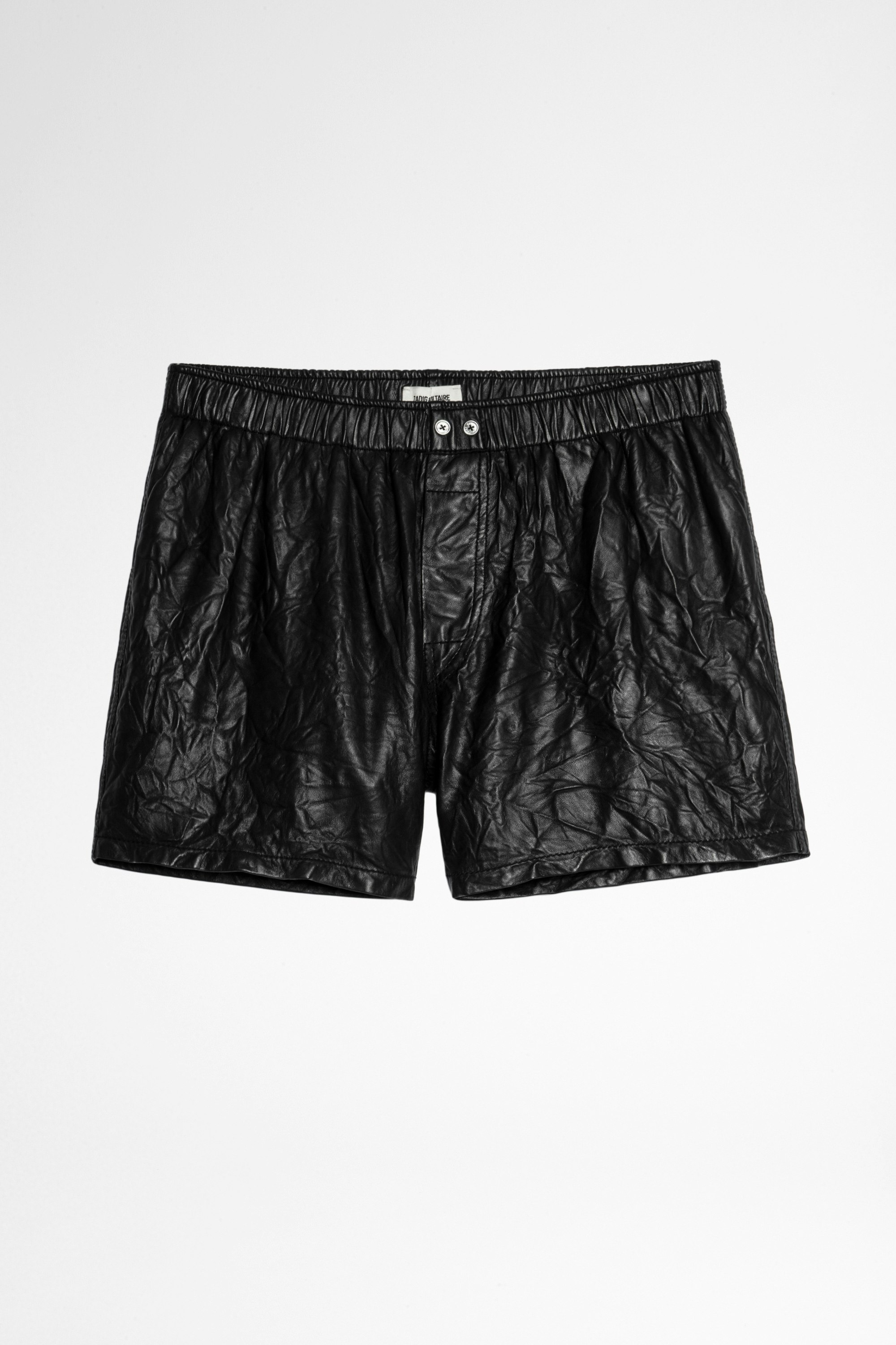 Pax Shorts Crinkled Leather Women’s black leather shorts.