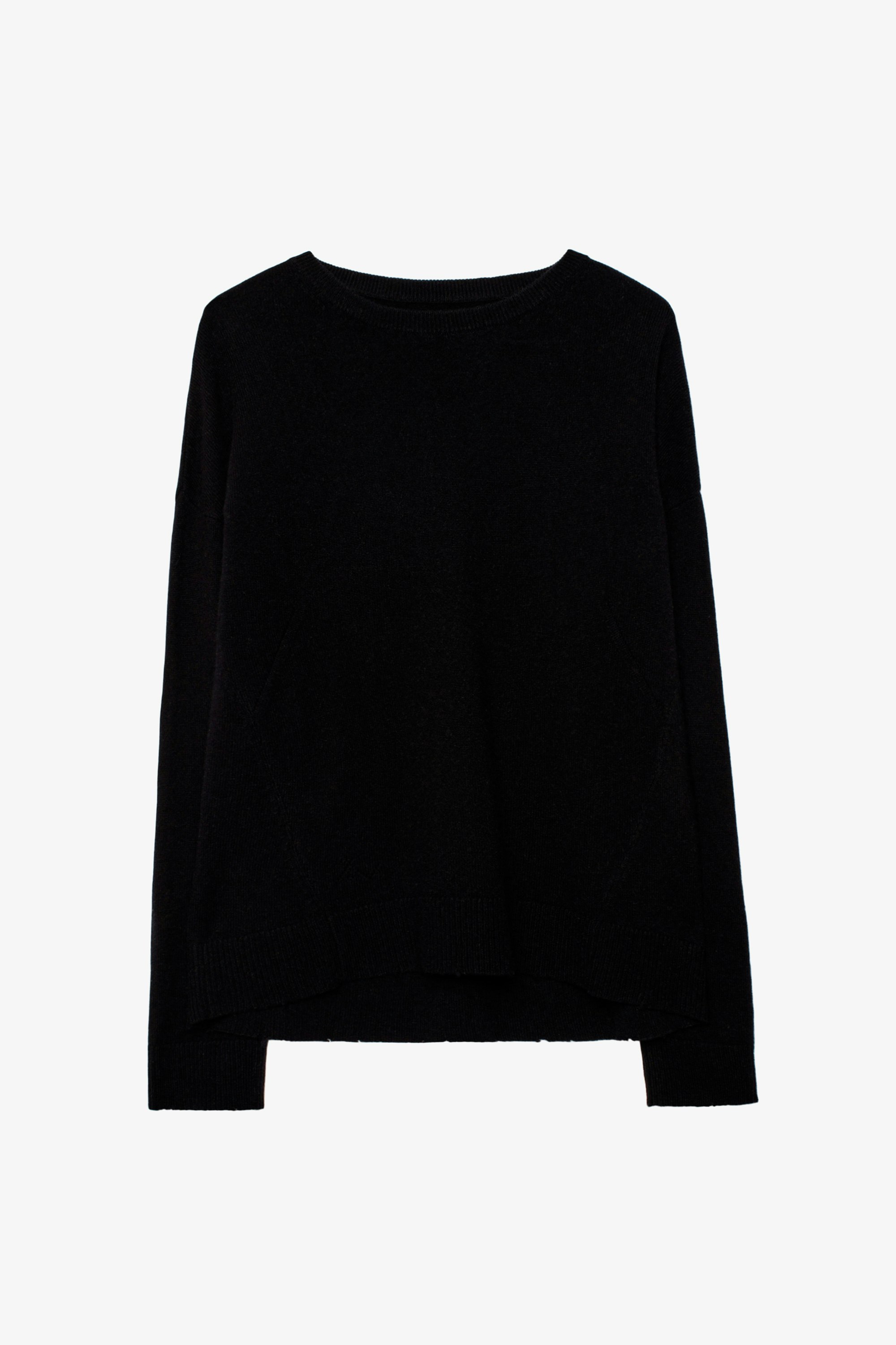 Cici Patch Cashmere Sweater - Zadig&Voltaire Women’s black sweater in 100% cashmere