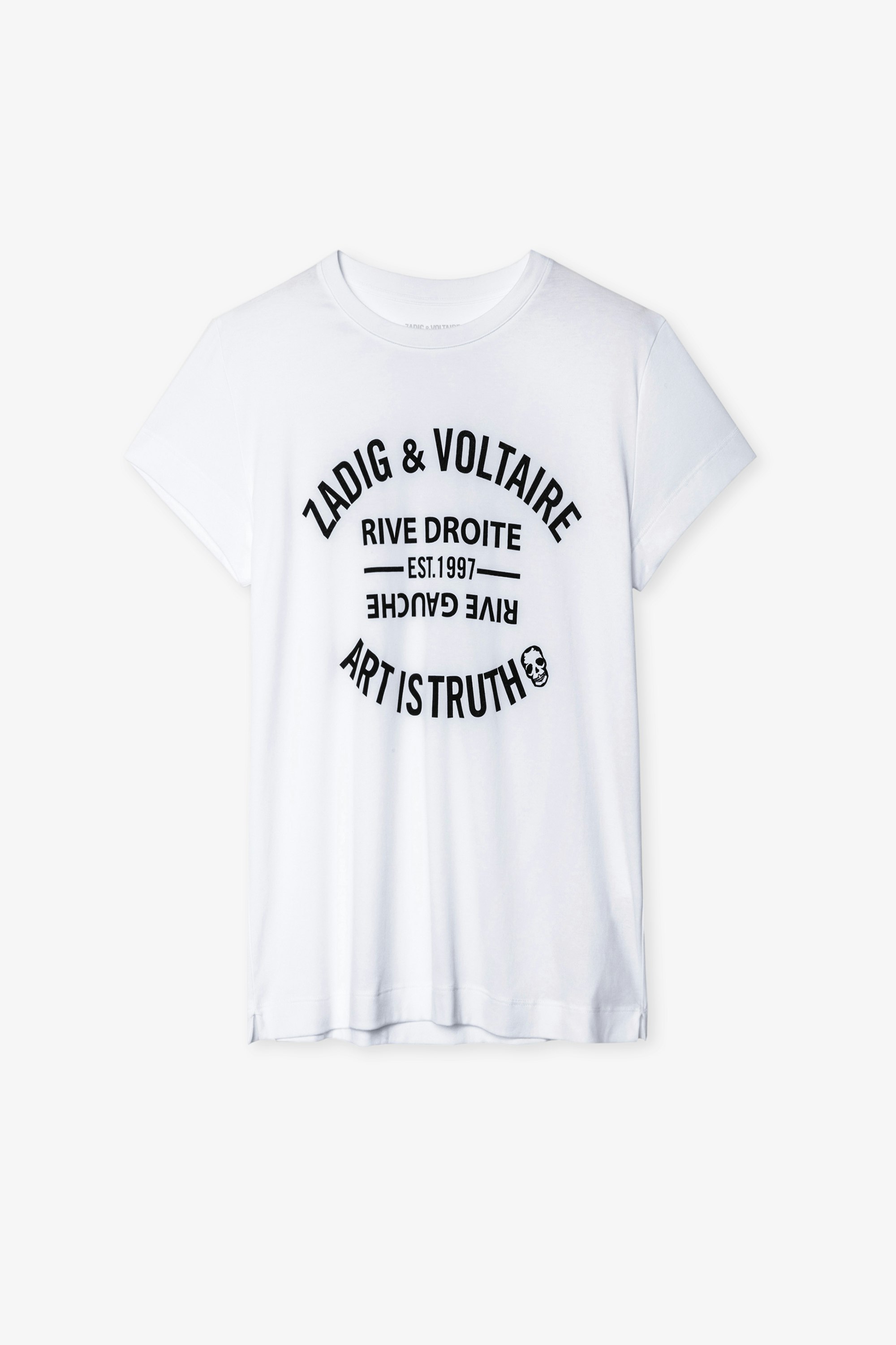 T-Shirt Walk Blason Women's white cotton T-shirt with message;