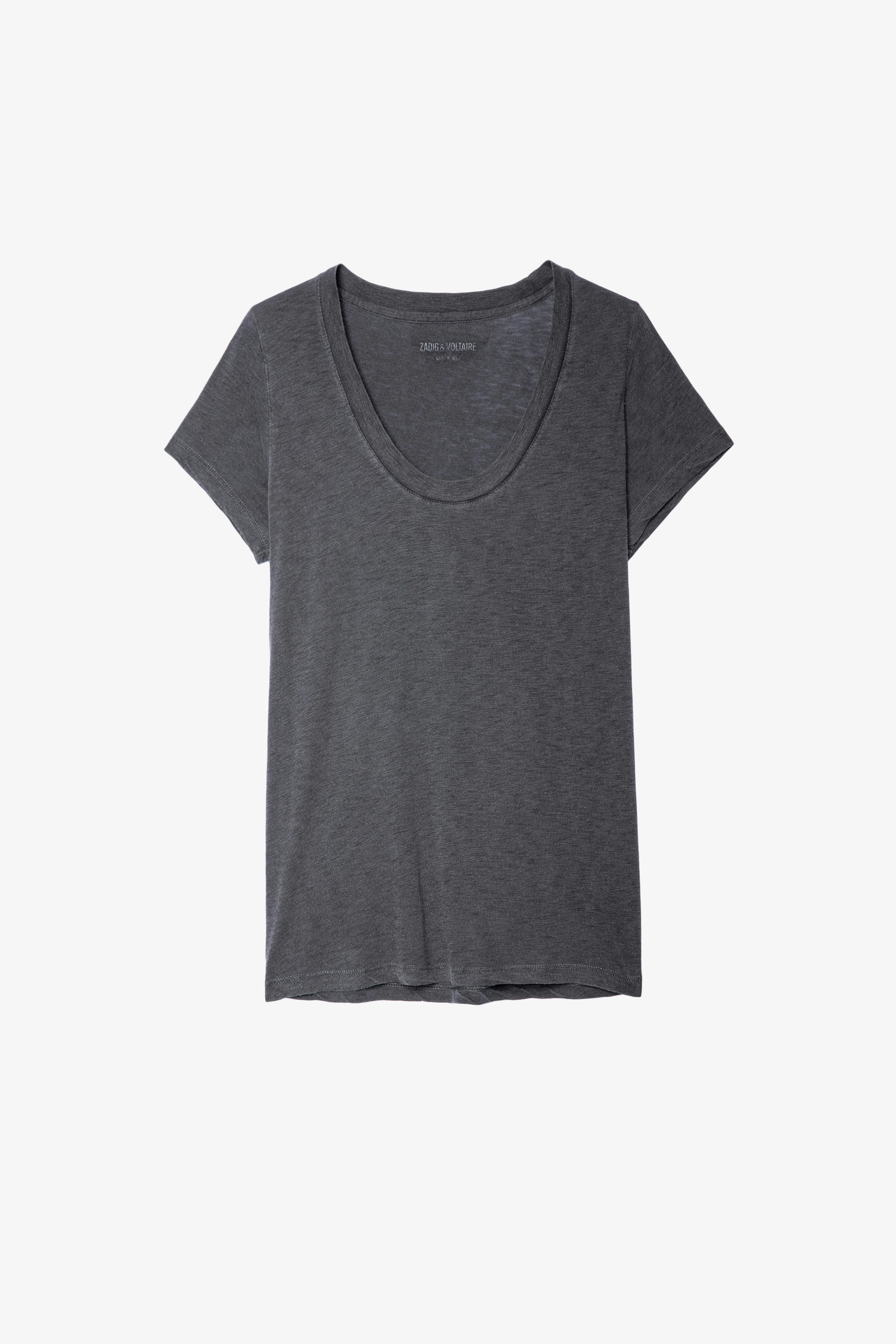 T-Shirt Tiny Slub T-shirt gris femme en coton et modal.