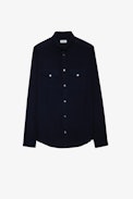 Thibault Shirt - Men's blue cotton shirt