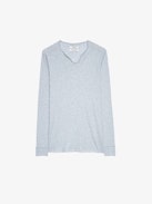 Tunisien Monastir - Graues Herren-T-shirt aus Baumwolle mit Henley-Ausschnitt