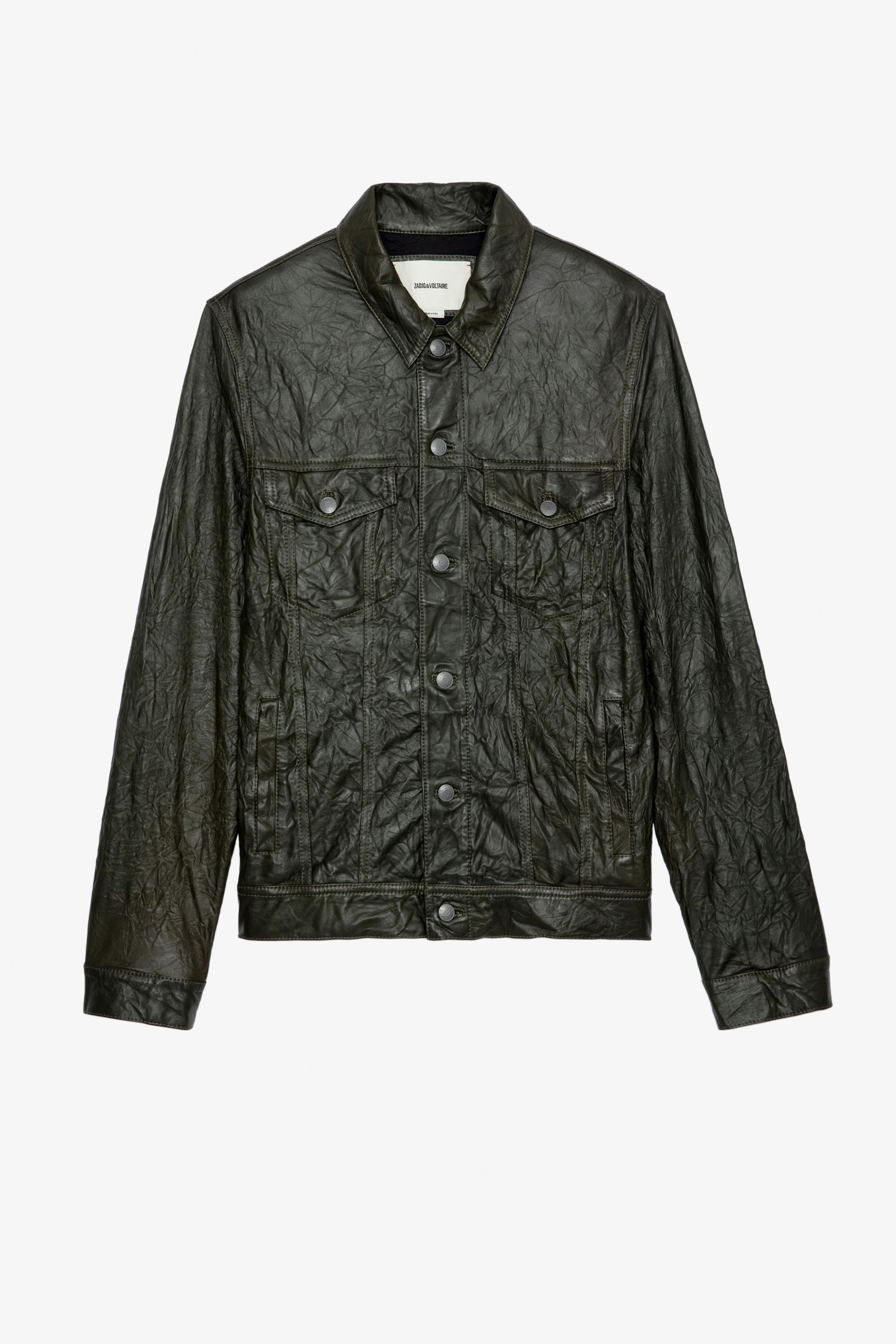 Base Crinkled Leather Jacket - Men's crinkled leather jacket.