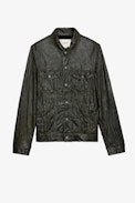 Base Crinkled Leather Jacket - Men's crinkled leather jacket.