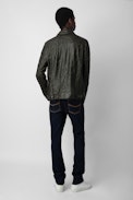 Base Crinkled Leather Jacket - Men's crinkled leather jacket.